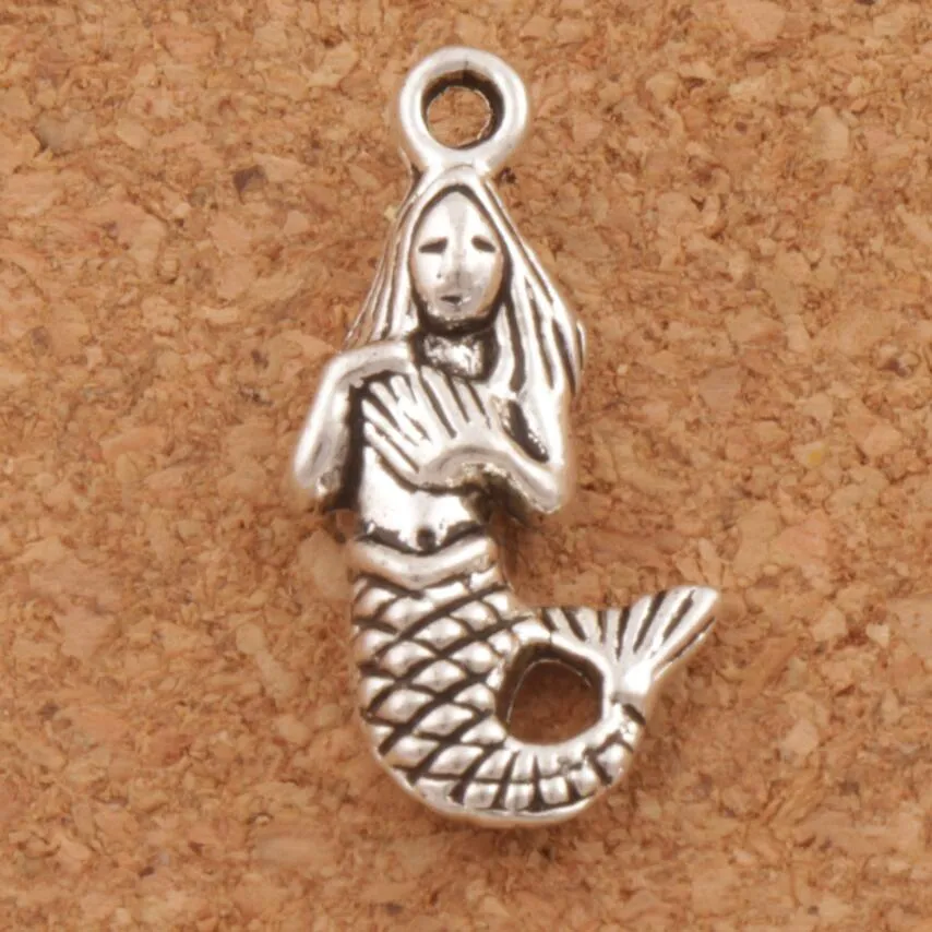 Antik Silver Mermaid Charms Pendants Smycken DIY 100PCS / LOT L164 22.4x10.3mm Smycken Resultat Komponenter Hot Sell