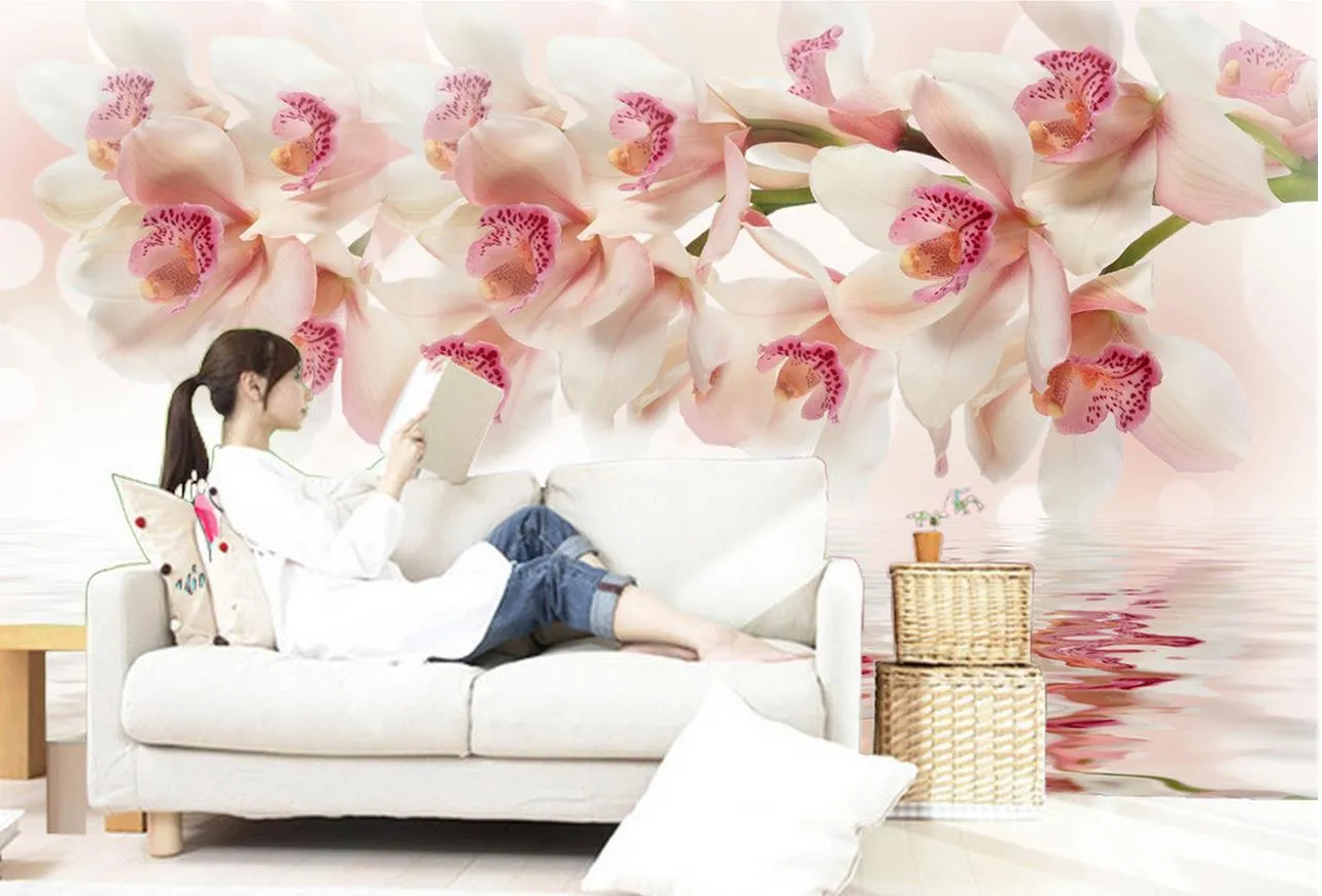 Dream Orchid Flower Modern Einfacher Hintergrund Fototapete 3d wallpaper 3d Tapeten für TV Hintergrund