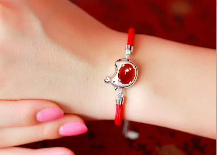 2017 nouvelle agate rouge ma vie bracelet rouge tressé s925 modèles féminins en argent nouvel an lunaire cadeau année chaîne à la main