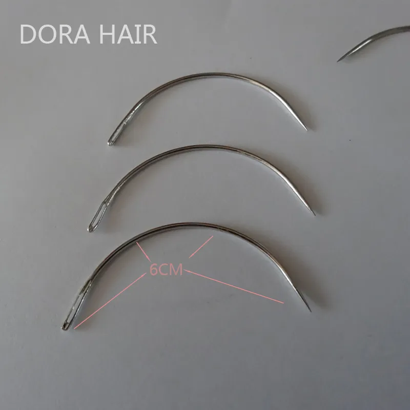 Partihandel-1 Bag 144pcs 6cm C Form krökta nålar Tråd Sy/vävningsnålar för väv med mänskligt hårförlängning