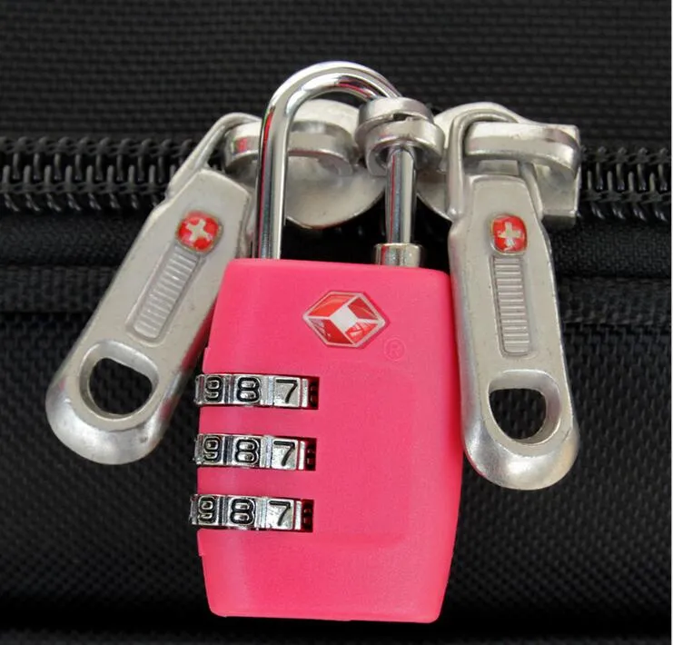 Serrature cinghie bagagli TSA Lucchetto in lega di plastica a 3 cifre Password Lucchetto borsa doganale Combinazione Lucchetto da viaggio valigia Ripristinabile ZA1417