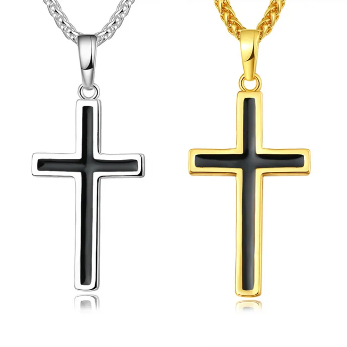 Nakelulu Cross hanger ketting voor mannen / vrouwen goud kleur ketting religieuze christelijke sieraden kerstcadeaus