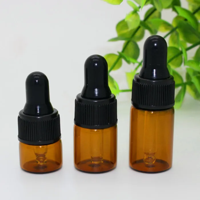 Cap A B C D 1 ml 2 ml 3ml garrafas âmbar Dropper Mini vidro para Essential Oil exibição frascos Pequeno Perfume Dripper Containers