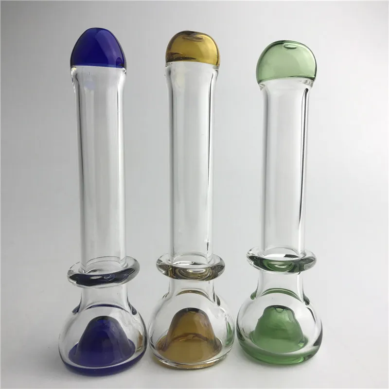 glass smoking pipes with green blue brown colorful glass filter tips for tobacco dry herb hand pipes