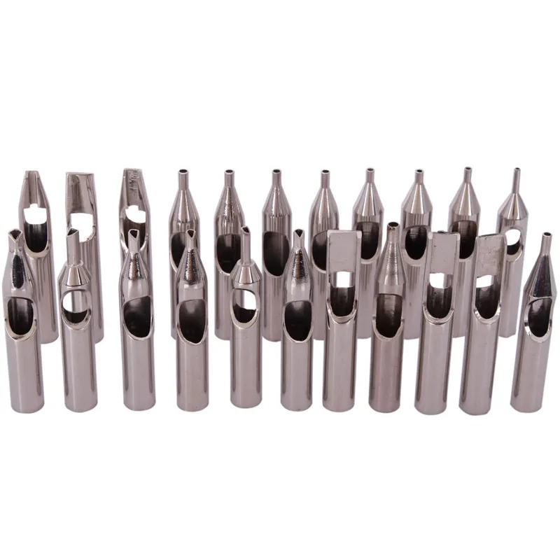 Wholesale 22PCS 304 Stainless Steel Tattoo Tips Kit Tattoo Nozzle Tips Mix Set For Tattoo Needles Accessories