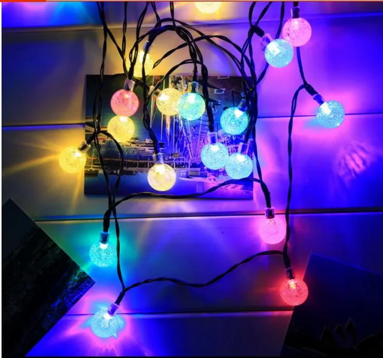 Novo 20 LED Strings Solar Jardim Decorativo Powered Bolha Bolha Bola Luz Ao Ar Livre Para Christmas Festival Party Lamp