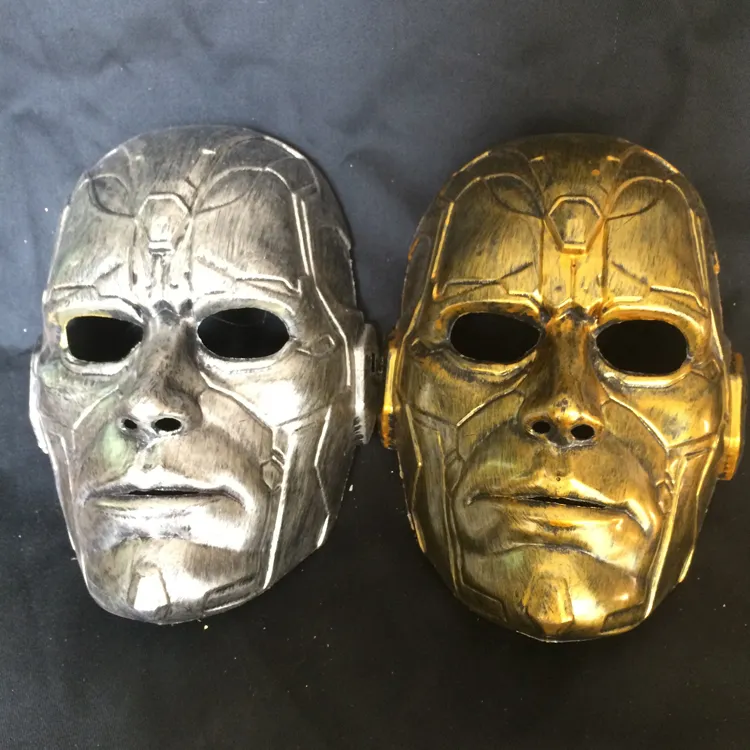 Retro Vintage Taş Adam Tam Başkanı Maske Cadılar Bayramı Masquerade Kostüm Maske Cosplay 2 Clour Altın ve Gümüş