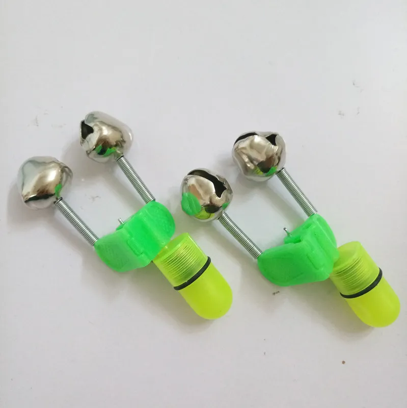 En gros électronique lumineux double cloche mer tige cloche clip rouge vert lumière alarme de pêche