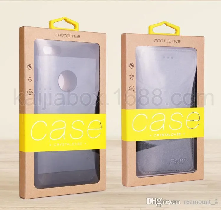 Scatola di carta Kraft imballaggio al dettaglio in PVC LOGO personalizzato all'ingrosso di alta classe con adesivo iPhone 7 7 plus Cover posteriore telefono