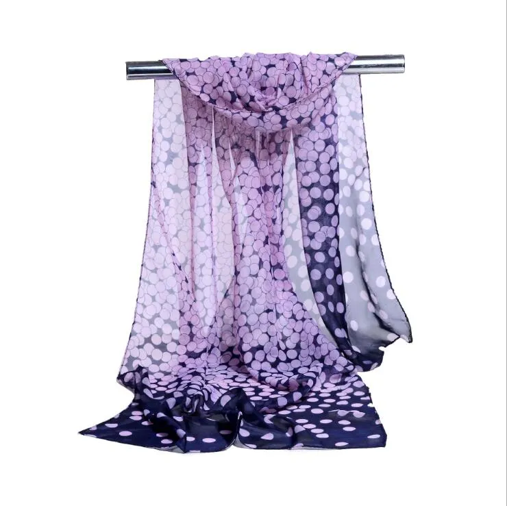 Factory Wholesale Long Chiffon Silk scarves Designer Woman Fashion New Design Dot print scarves 160*50cm DHL free