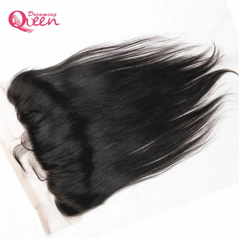 Cierre de cabello humano recto brasileño Cierre frontal de encaje de cabello virgen brasileño Pre-arrancado 13x4 Cierre de nudos blanqueados de oreja a oreja