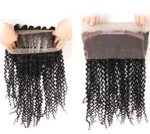 Brasilianska Human Virgin Remy Hair 360 Lace Frontal Straight Kinky Curly Produkt Naturlig Svart Färg 130% Desnity
