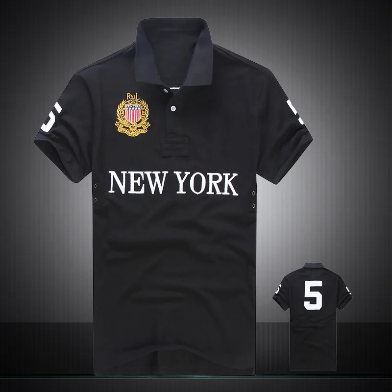 USA: s storlek herrpolos skjorta stad anpassad passform Miami New York Chicago Los Angeles Dubai Polo Shirt Men243o