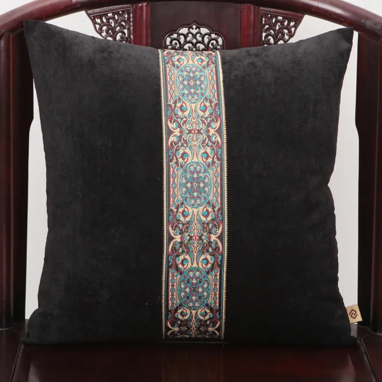 Роскошные лоскутное кружево-бархатное подушка для подушки для подушки для подушки для новогоднего чехлы диван стул подушка европейского американского стиля поясничная подушка