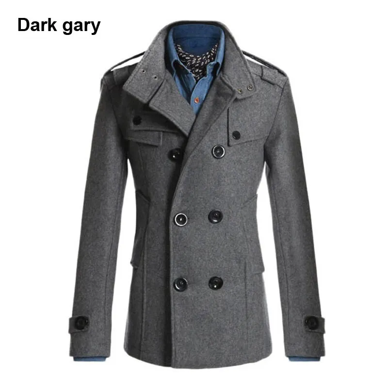 Großhandel - Frühling Herbst Herren Wollmäntel Casual Mantel Mode Wollmantel Männer Windjacke Peacoat Casaco Sobretudo Masculino