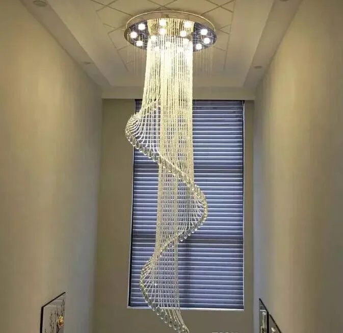 Hot Chandelier Europeu K9 Cristal Espiral Luz Luz moderna LED Creative Sala de estar Hotel Bar Villa