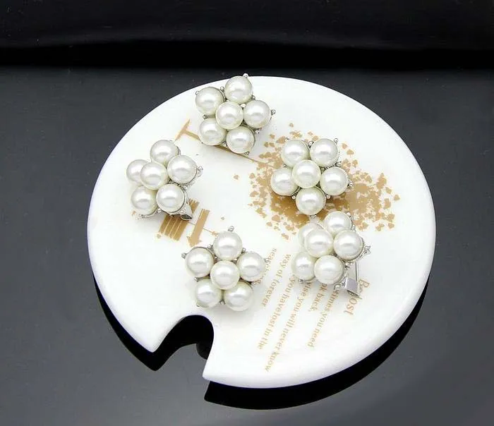 Bride Wedding Brooches Pearl Jewelry Mini Size Rhodium Silver Vintage Pins 8mm Cream Ivory Pearl Cluster Brooch Wedding Bouquet Accessory