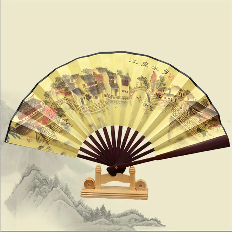 10pcs Hand Folding Fan Bamboo Hand Fan Men's Folding Bamboo Fan 2 Size Options Multi-style delivery random