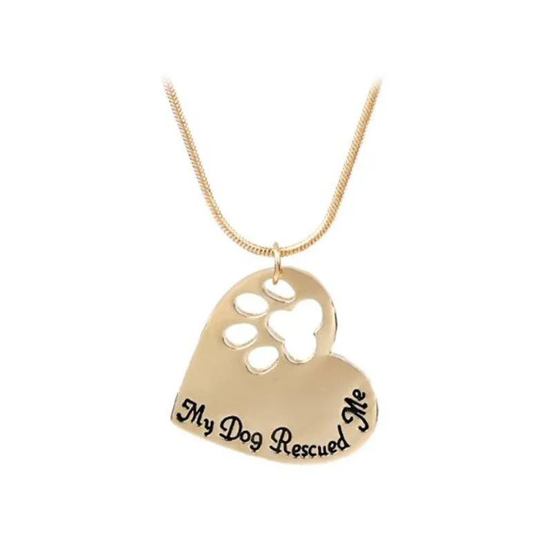 Modische Hundepfoten-Anhänger-Halsketten „Mein Hund hat mich gerettet“, vergoldet, versilbert, für Damen, Halsketten, Geschenk