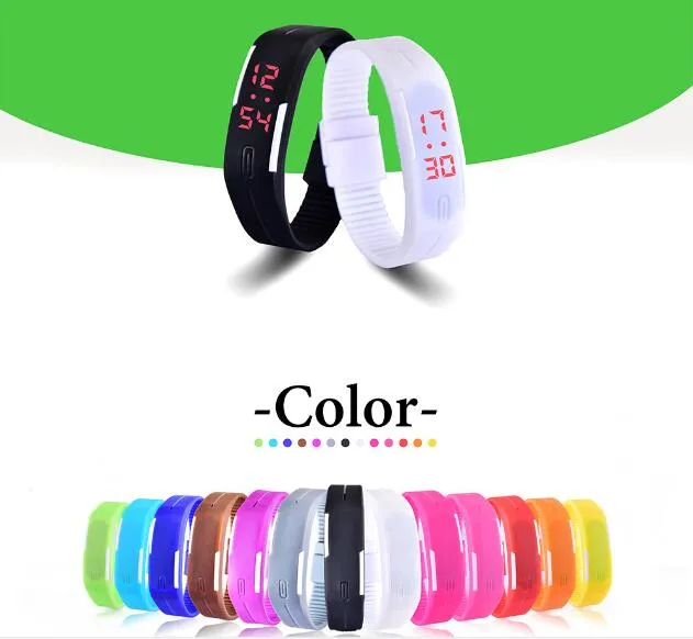 2017 nouveau coloré doux LED tactile montre bonbons en caoutchouc de silicone écran numérique bracelet montres hommes femmes unisexe sport montre-bracelet rapide gratuit