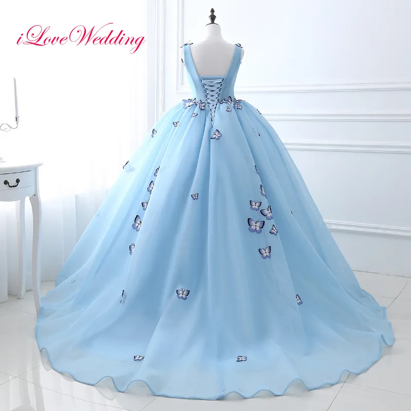 Cheap Real Picture Lace up Sexy V Neck Prom Dresses 2018 Butterfly Party Gowns Formal Floor Length Ball Gown Dresses Party Evening5999761