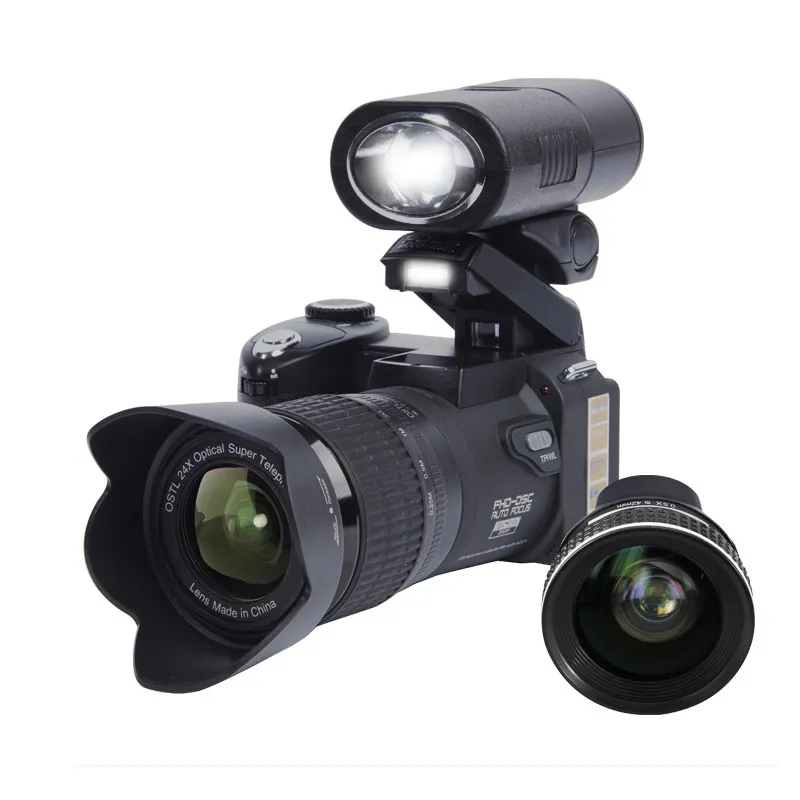 Protax D7300 Dijital Kameralar 33MP Profesyonel DSLR 24X Optik Zoom Telepos 8x Geniş Açılı lens LED Spot Tipod241p