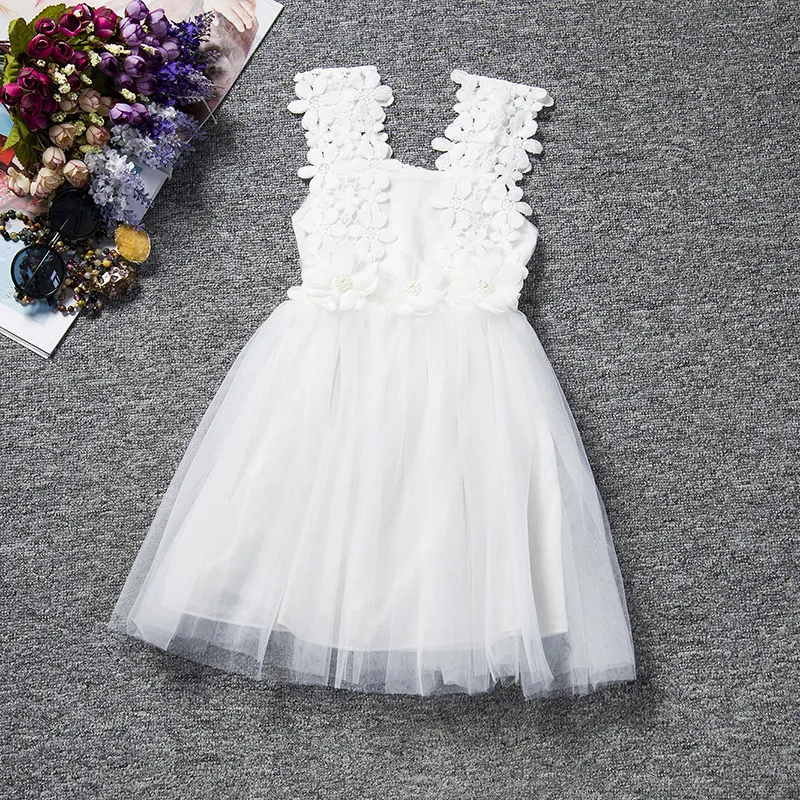 Summer Girls Dress Baby Koronki Kwiat Fancy Spódnice Dzieci Mesh Tutu Spódnica Dzieci Piękne sukienki 6 Kolory do wyboru