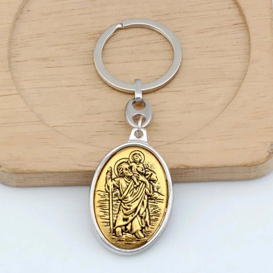 St. Christopher Chave Anéis Medalha O Chaveiro de Proteção de Viagem de Automóveis-2 Polegada