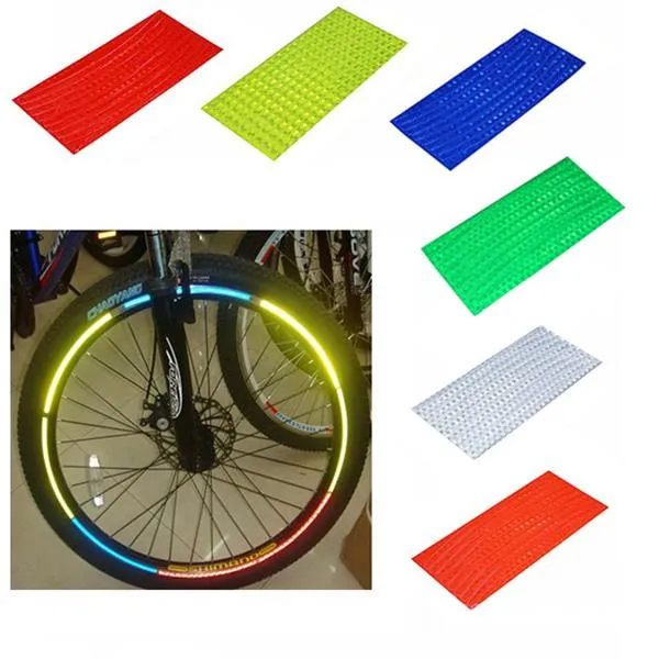 B014 Floresan MTB Bisiklet Bisiklet Motosiklet Jant Lastik Lastik Yansıtıcı Çıkartmalar Şerit Çıkartması Bant Emniyet Gümüş Moda