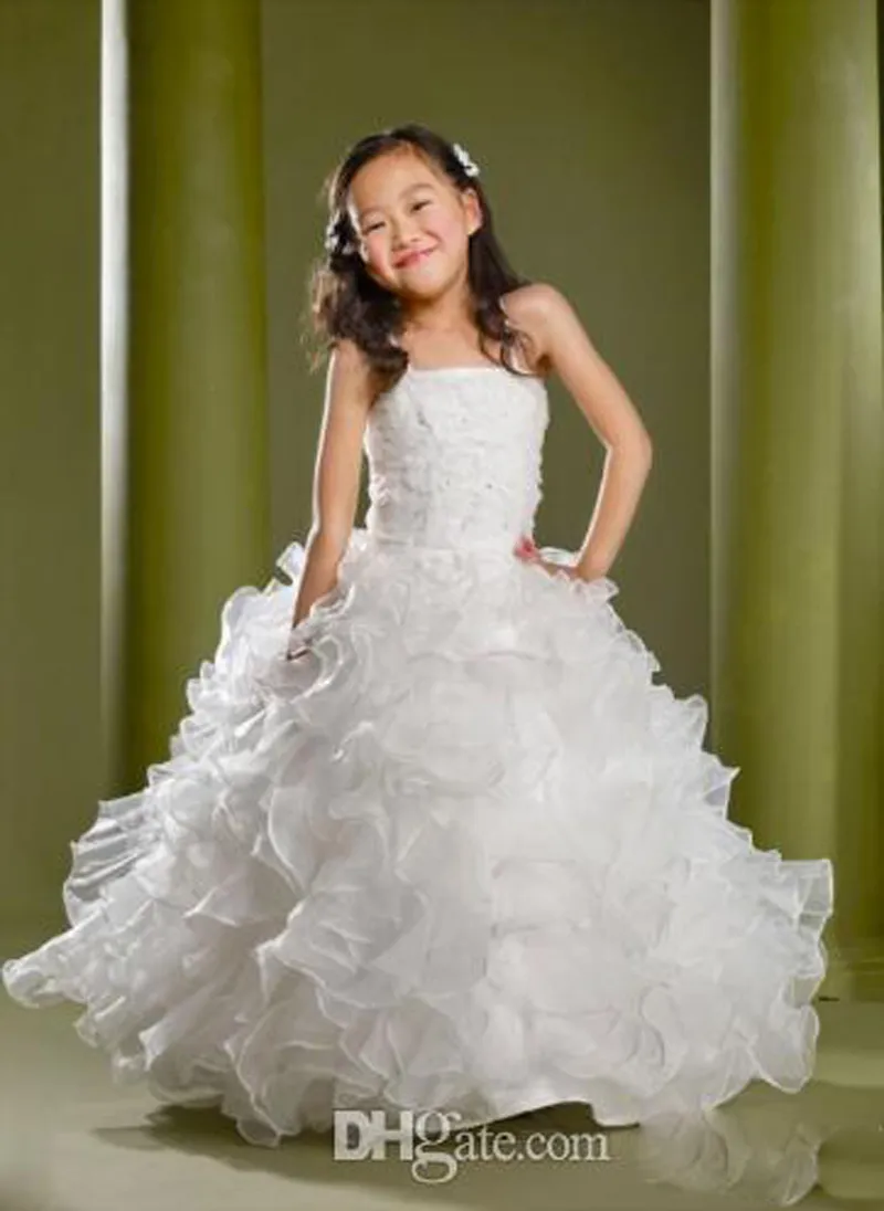 Puffy Lovely Formalne Dziewczyny Korowiny Suknie Dzieci Cekiny Koraliki Długość Piętro Kwiat Dziewczyny Suknie Dla Wesela Custom Made Kids Party Suknie