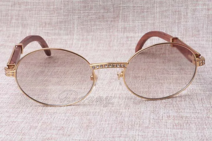 2019 Nuovi occhiali da sole rotondi Diamond 7550178 Occhiali da sole maschili in legno Dimensioni: 55-22-135mm