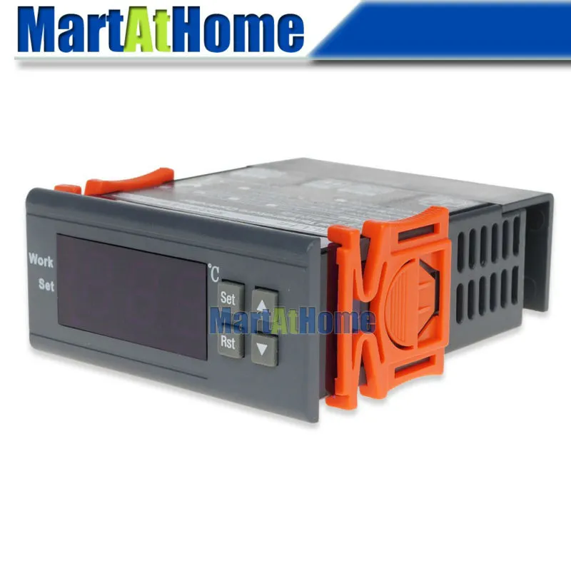 WH7016E 12 / 24/110 / 220V -9,9 ~ 99,9 C Controlador de temperatura digital Termostato eletrônico w / sonda despertador para aquário, réptil