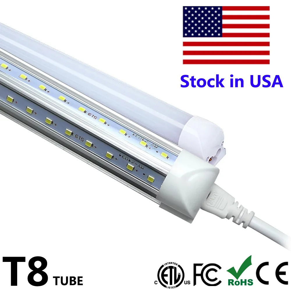 Linkable LED Light Bulb 4 5 6 8 ft T8 LED Tube Integrate V Shape 4ft 8ft Fluorescent Tube led shop light Fixture Warehouse Garage Lamp