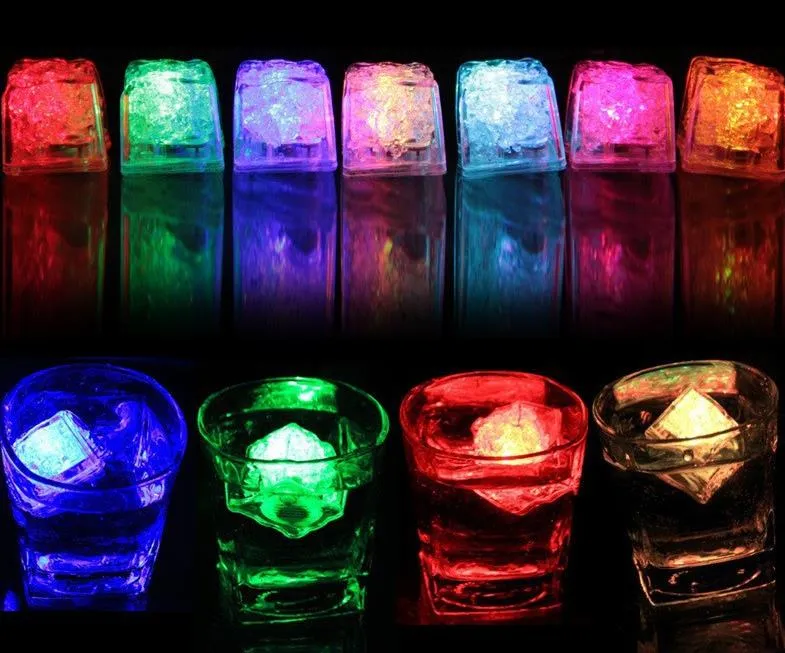 Polychrome Flash Ice Liquide Capteur Actif Glowing Ice Cube Lights Decoratif Light Up Bar Club Wedding Party Champagne Tower Drink Cup