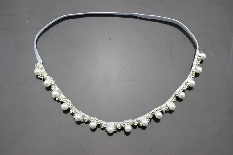 Lilla tjejer pärla med elastiska huvudband Crystal Pearl Headband för nyfödda infantil fotograferade rekvisita Bebe födelsedagspresent