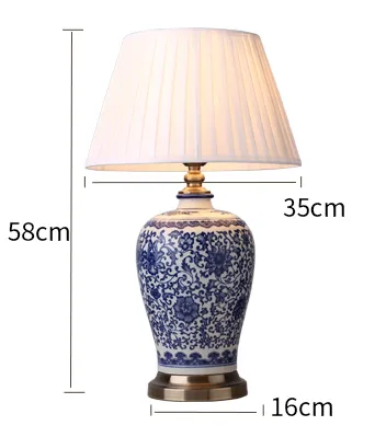 Led regulável azul e branco porcelana candeeiros de mesa china flor chinês cemaric lâmpada de mesa casa quarto cama lado leitura mesa light3171201