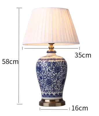 Chinês Azul e Branco Porcelana Desk Lâmpadas Moderna Dimmable China Flor lâmpada de Leitura Casa Interior Quarto Sala de estar Cama Mesa Lateral luz