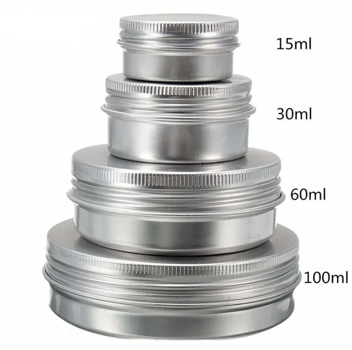 60ml Aluminum Jars Lip Balm jar 60g Cosmetic Container Silver Cream Container Tins bottle SN3433