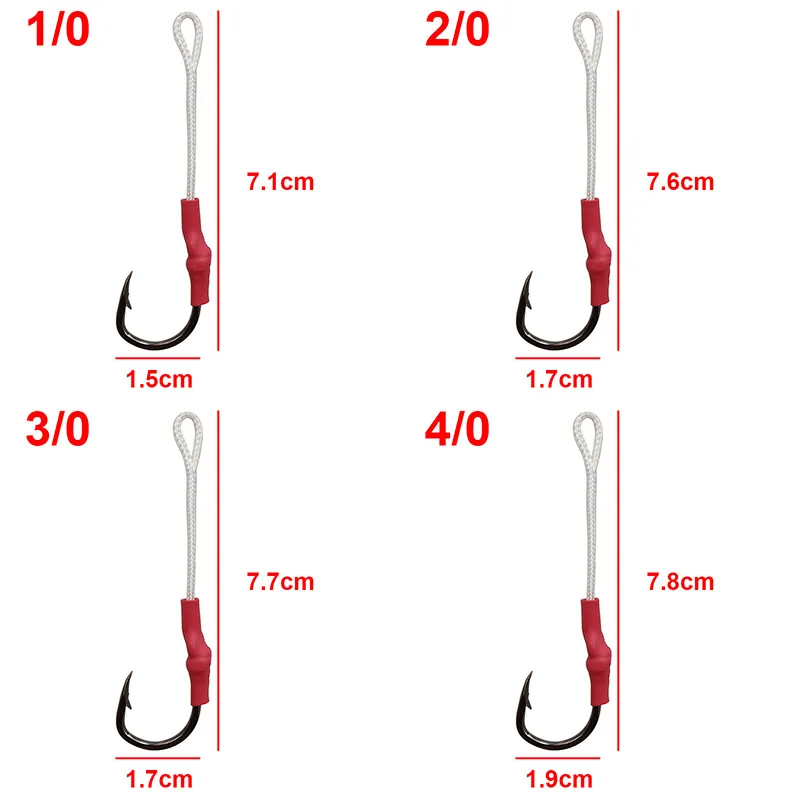 10827 Jig Assist Fishing Hooks Jigging Assist Bait Hook مع خط خط PE 1 0-10 02499
