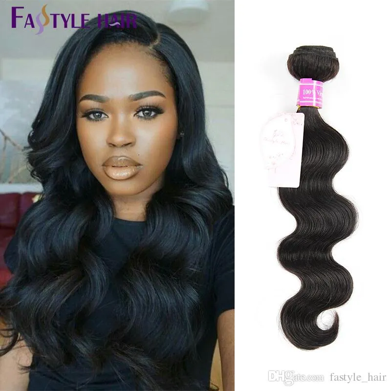 Hot Cake! Fastyle Brazilian Body Wave Hair Extensions 6PC / Lot Obehandlat Peruvian Malaysian Indian Virgin Human Hair Buntles Gratis frakt