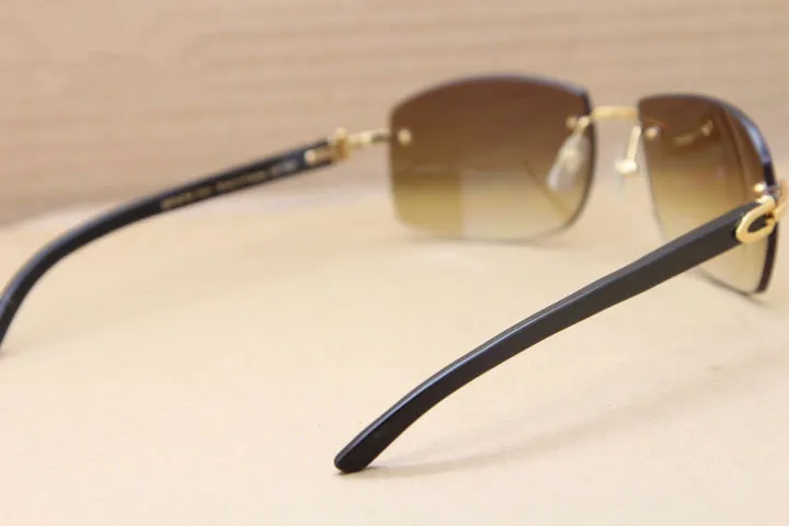 ブランドサングラスRIMLESS BLACK BUFFALOホーン4189705ビッグフレームサングメガネデザイナーベルト男性高品質サングラスサイズ62-18-140mm