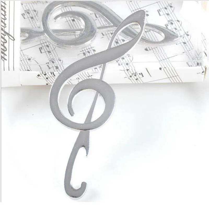 DHL Freeshipping Unique Wedding Favors "Symphony" Chrome Music Note Bottle Opener Wedding Gift