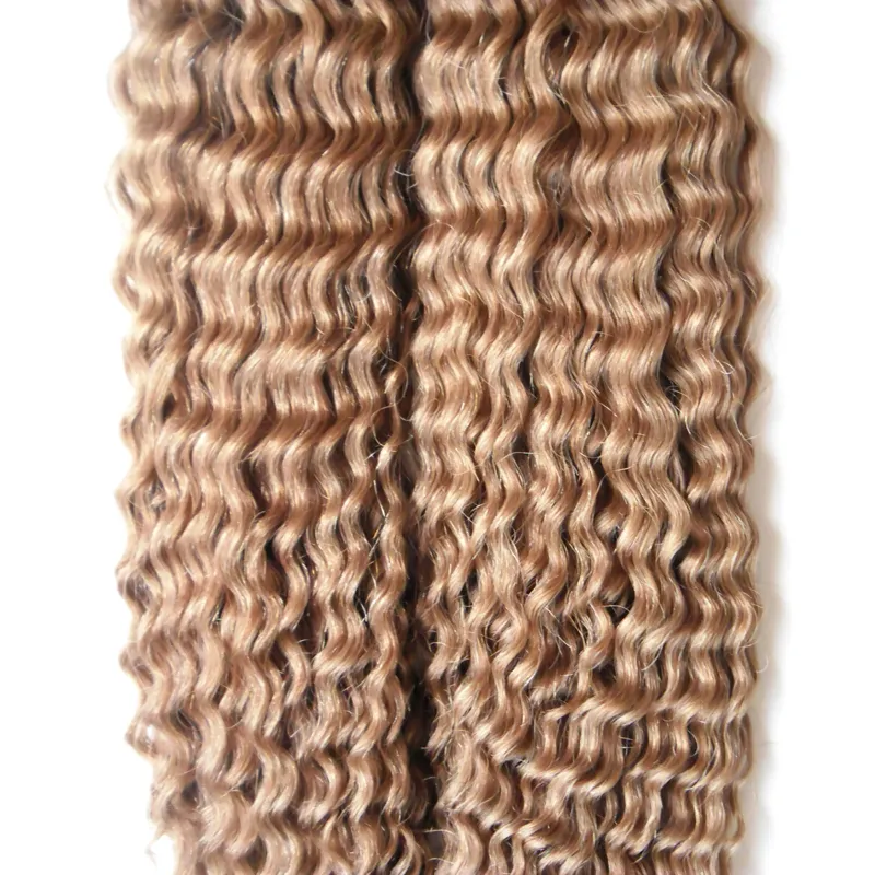 #6 Extension de cheveux à la kératine brun moyen 200g/brins extensions de cheveux de fusion bouclés I Tip Extensions 200s capsules de cheveux bouclés profonds