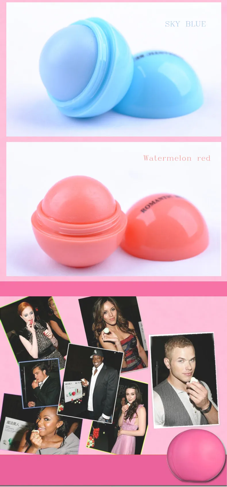 3D Lips Makeup Ball Lipstick Moisturizing Lip Balm Natural Plant Sphere Pomade Fruit Embellish