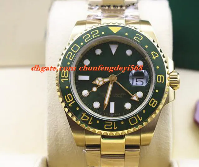 Moda Luksusowy Nowy II 18k Yellow Gold Green Dial 116718 Ceramiczny Bezel Automatyczny mechaniczny ruch Mężczyźni zegarki najwyższej jakości