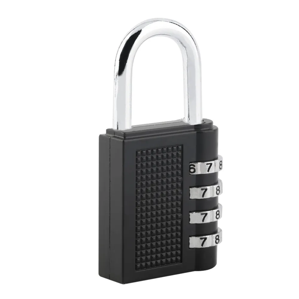 ブラック4ダイヤル再入力可能なコンビネーションパスワードロック安全セーフドアロッカーパッドロックパドロック荷物スーツケースホット検索