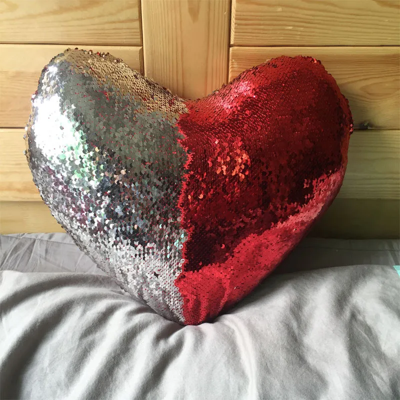 2017 New Pillow Cases Love Shape Magic Mermaid Discolor Sequins DIY Pillow Case Heart Shape Lover Pillowcases 