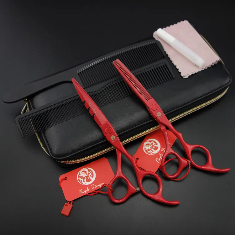 Wholesale- 5.5"/6.0"Purple-Dragon Professional Hair Scissors set ,Cutting & Thinning scissors barber shears S396