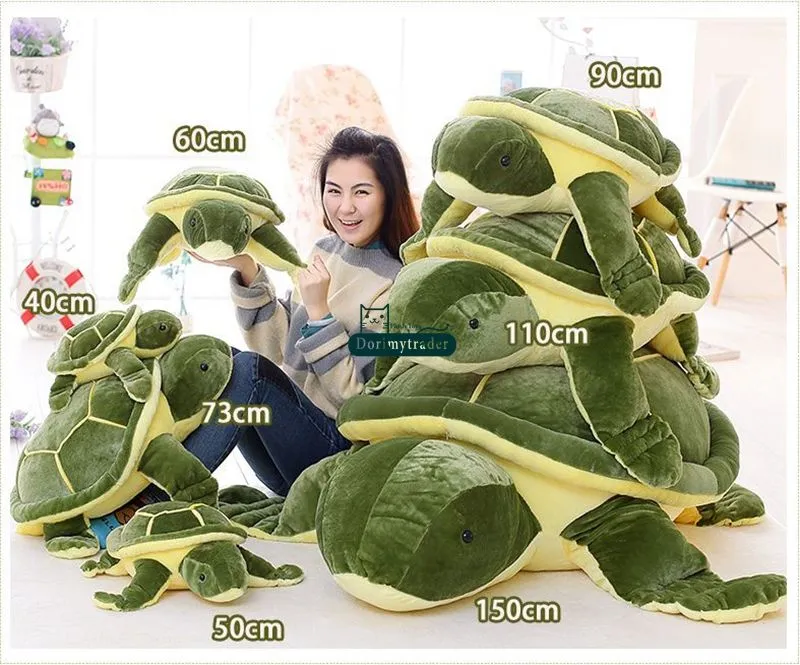 Dorimytrader Großtier Tortoise Plüsch Spielzeug Weichgefüllte Grüne Schildkröte Kissen Anime -Kissen Geschenk für Baby Dy614541328623