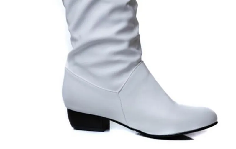 Fashion women boots black white brown low heel knee boots slip on autumn winter ladies boots
